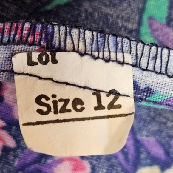 Periwinkle Vintage 80s/90s Navy Blue Floral Skirt Set Made In U.S.A. Size 12 - Picture 11 of 11